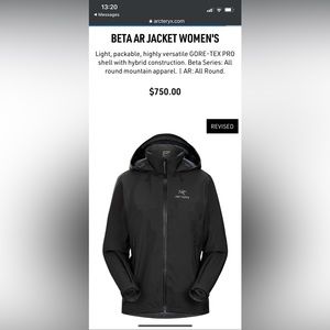 Arc’teryx Beta AR jacket women’s black size L mint